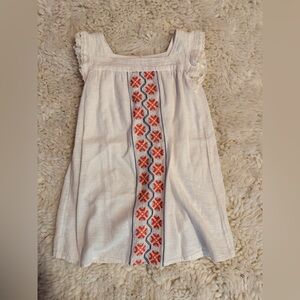Girls True Craft White Dress with Red and Blue Embroidery